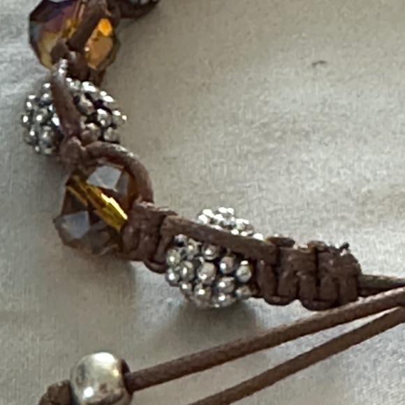 2/$15 Brown cord adjustable Golden Rainbow Crystals & beaded bracelet - Picture 4 of 10